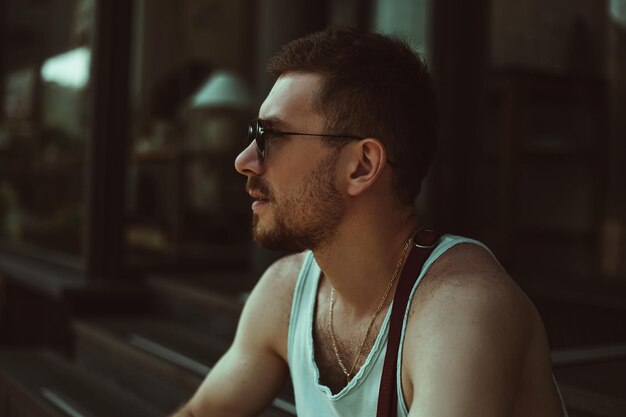 Portrait of a handsome guy in sunglasses