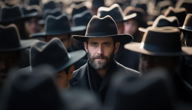 Портрет красивого израильского еврея на фоне других людей