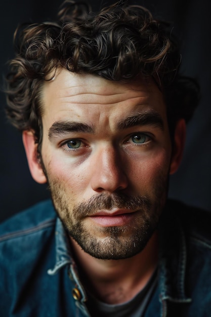 Portrait of a handsome man with a beard on a dark background