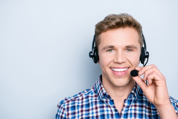 Portrait of handsome man with headset