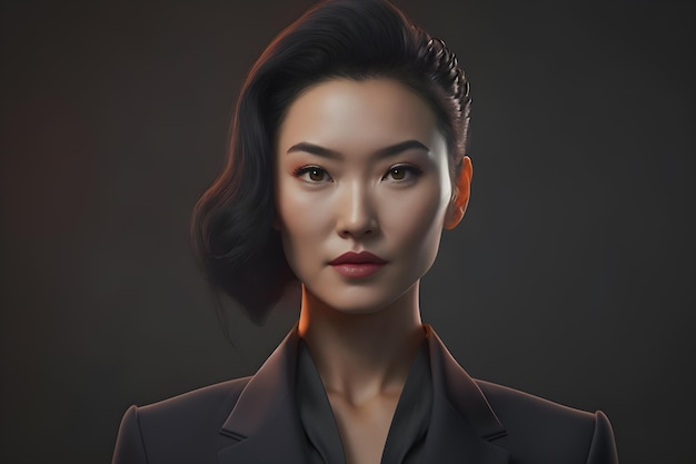 Portrait of handsome smart Asian businesswoman generative ai