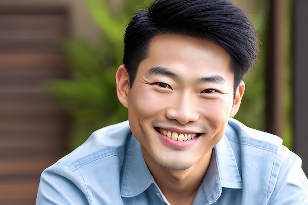 Portrait of a Handsome smiling asian man Chinese man Asian male model AI generative image