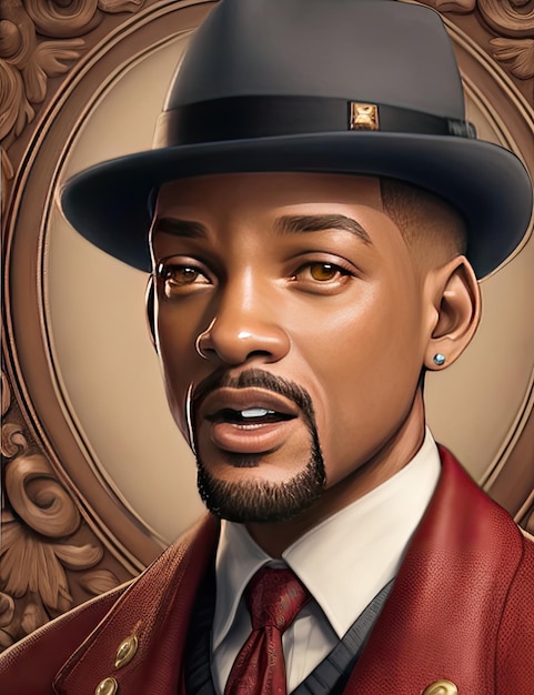 Portrait of a handsome Will Smith in a hat Men beauty fashion