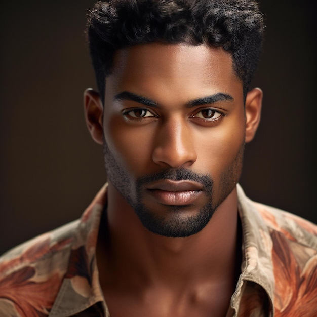 Portrait of a handsome young african american man over dark background