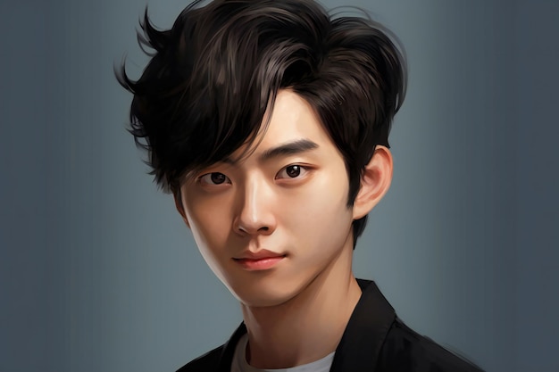 Portrait of a handsome young asian man with fashion hairstyle