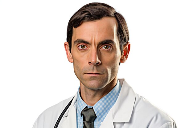 Portrait of a handsome young male doctor Isolated over white background