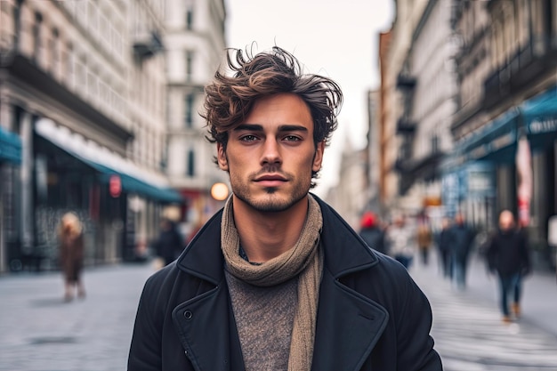 Portrait of a handsome young man in the city