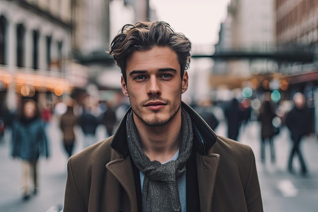 Portrait of a handsome young man in the city