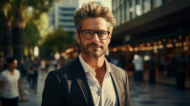 Photo portrait of a handsome young man in glasses men's beauty fashiongenerative ai