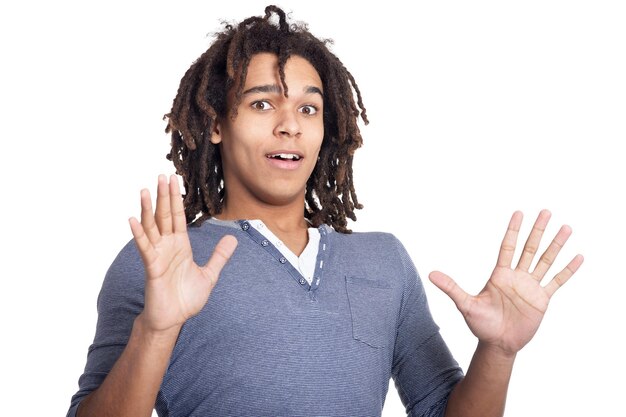 Photo portrait of a handsome young man isolated