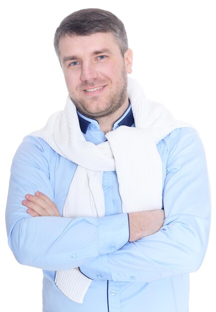 Portrait of a handsome young man on a white background