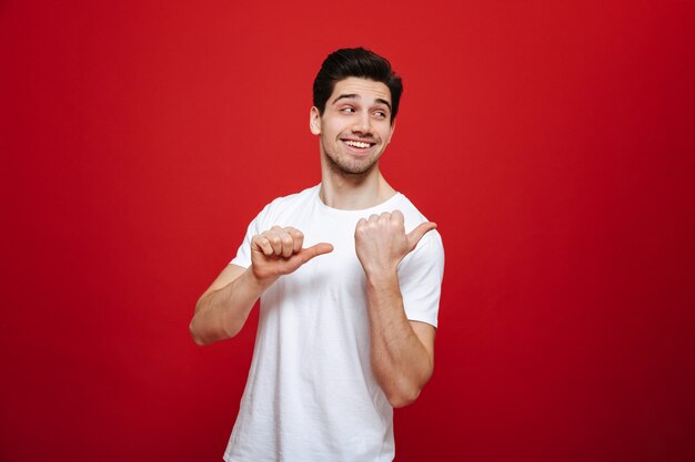 Portrait of a handsome young man in white t-shirt