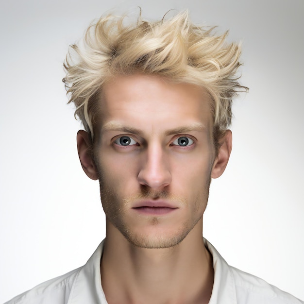 Портрет красивого молодого человека со светлыми волосами и голубыми глазами