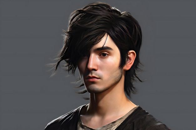 Portrait of a handsome young man with a stylish hairstyle