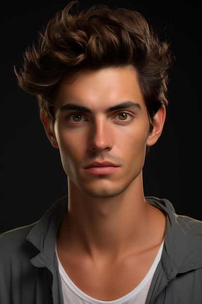 Portrait of a handsome young man with trendy hairstyle Studio shot