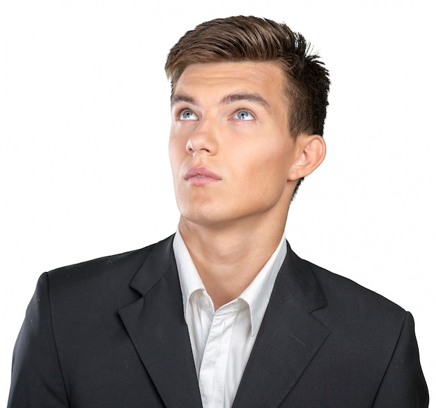 Portrait of handsome young thoughtful man