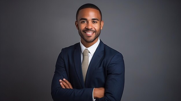 Photo portrait of happy african american businessman in eyeglasses