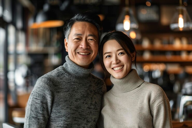 Photo 幸せなアジア人夫婦の肖像画