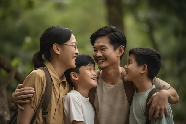 Portrait of a happy asian family