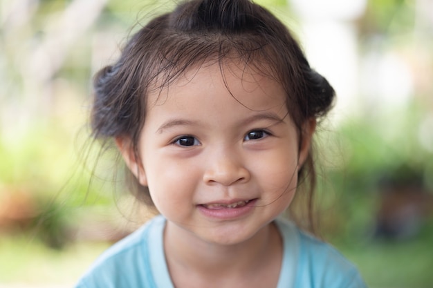 Photo portrait of a happy asian girl.