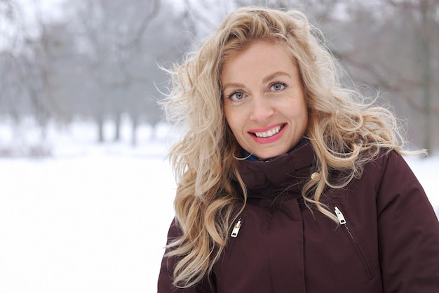 Portrait of happy blond woman