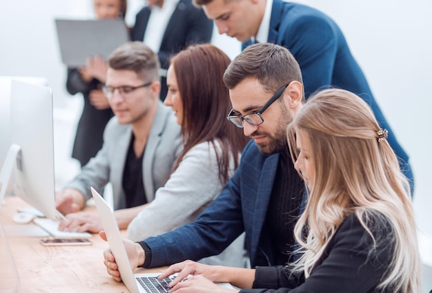 Portrait of a happy business team at an office Desk