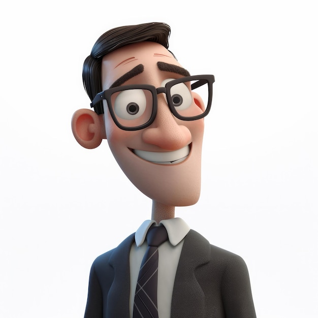 Portrait of a happy businessman in a d cartoon style generative ai