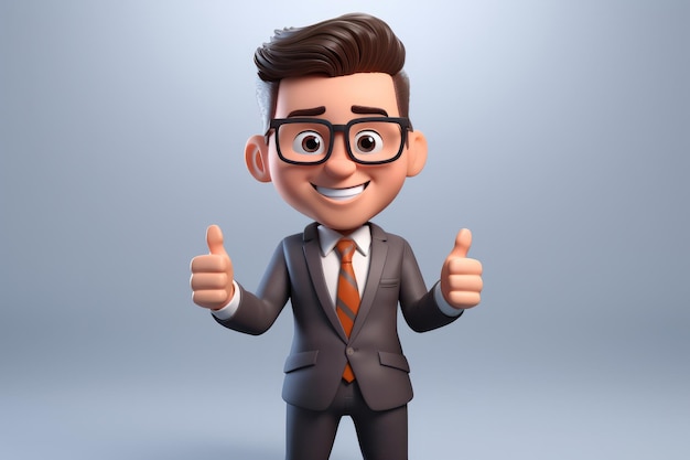 Portrait of a happy businessman in a d cartoon style