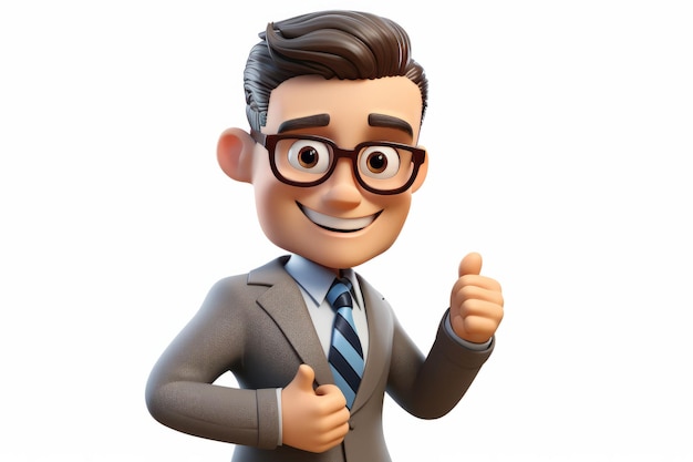 Portrait of a happy businessman in a d cartoon style