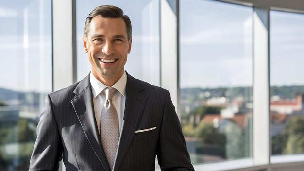 Portrait of a happy businessman dressed in suit