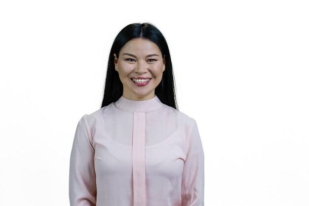 Portrait of a happy cheerful young asian woman Isolated on white background