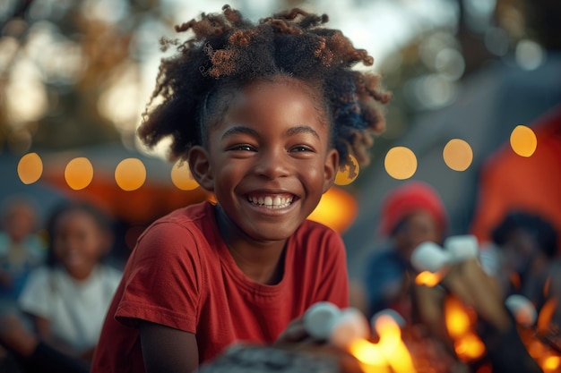 Портрет счастливого ребенка, погруженного в атмосферу летнего лагеря, наполненного радостью и весельем.