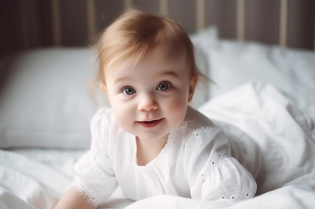 Portrait of happy cute baby generative ai