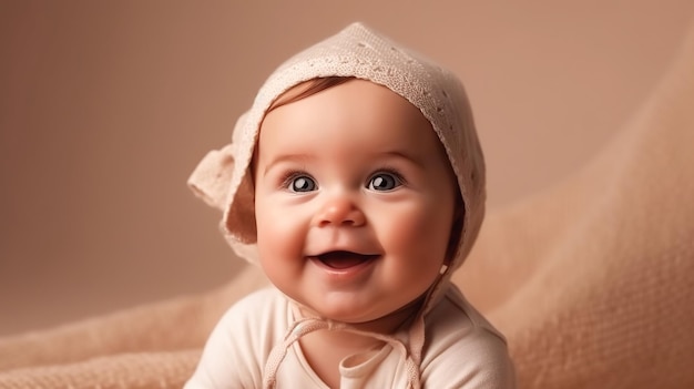 Portrait of happy cute baby generative ai