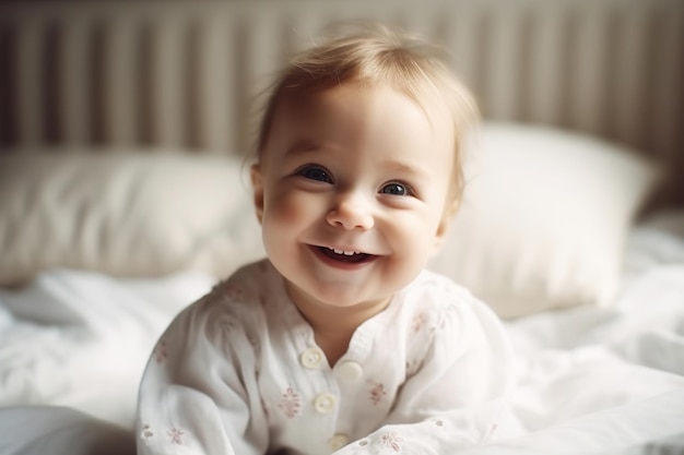 Portrait of happy cute baby generative ai