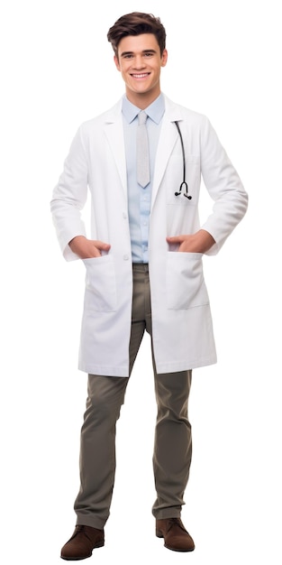 Portrait of happy doctor with stethoscope standing