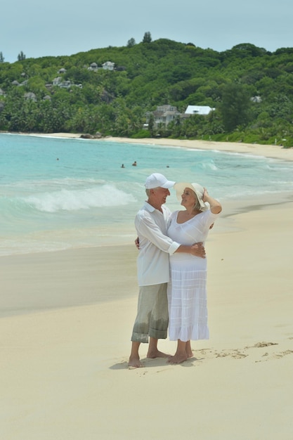 Portrait of a happy elderly couple resting