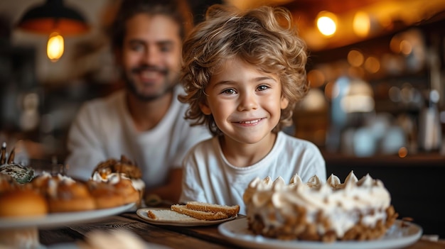 可愛い小さな男の子の誕生日を祝う幸せな家族の肖像画