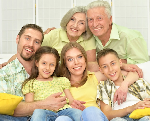 Portrait of a happy family at home