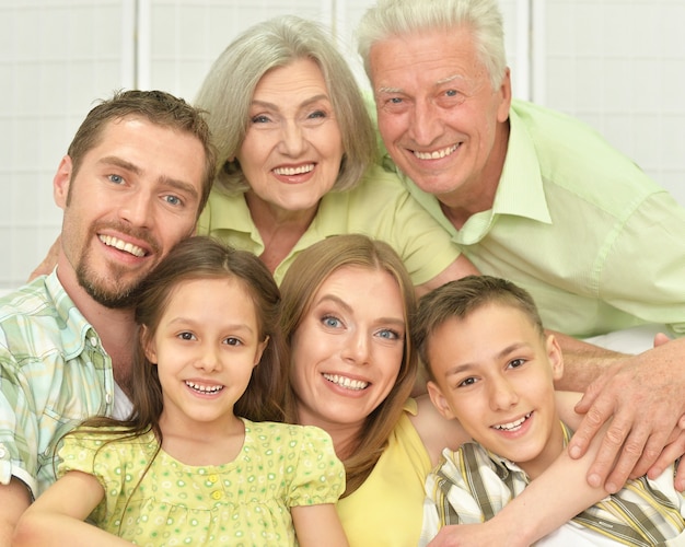 Portrait of a happy family at home