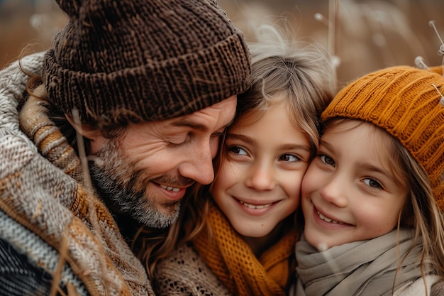 portrait of happy family posing and smiling together