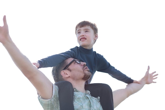 幸せな父と息子の肖像