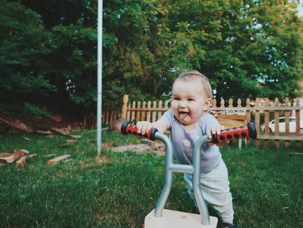 Portrait of happy girl in playground