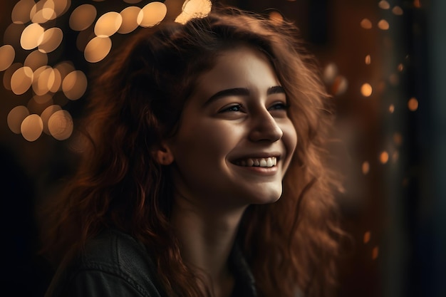 Portrait of a happy girl with a smile Neural network AI generated