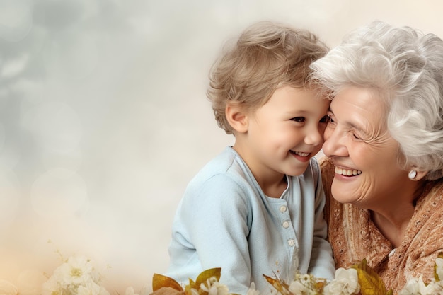 Foto ritratto di una nonna felice che gioca con suo nipote