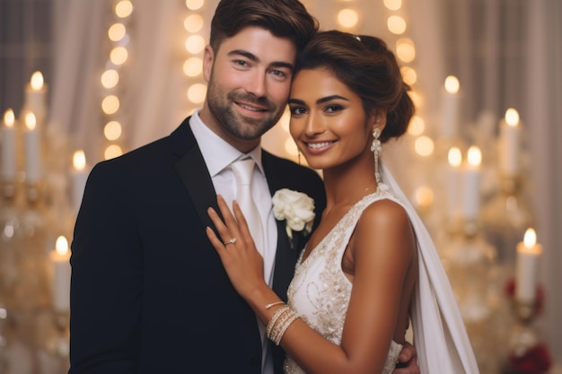 Portrait of a happy Hindu girl bride