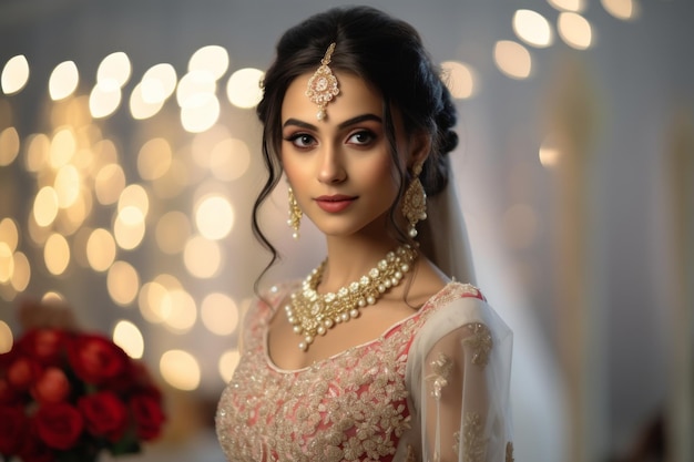 Portrait of a happy Hindu girl bride