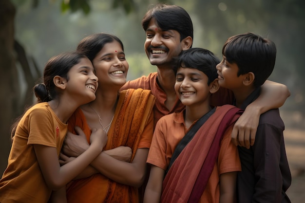 Portrait of a happy indian family