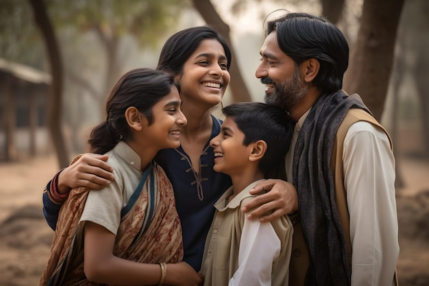 Portrait of a happy indian family