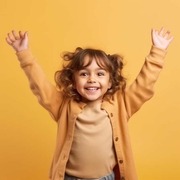 Portrait of a happy little girl showing ok gesture smiling